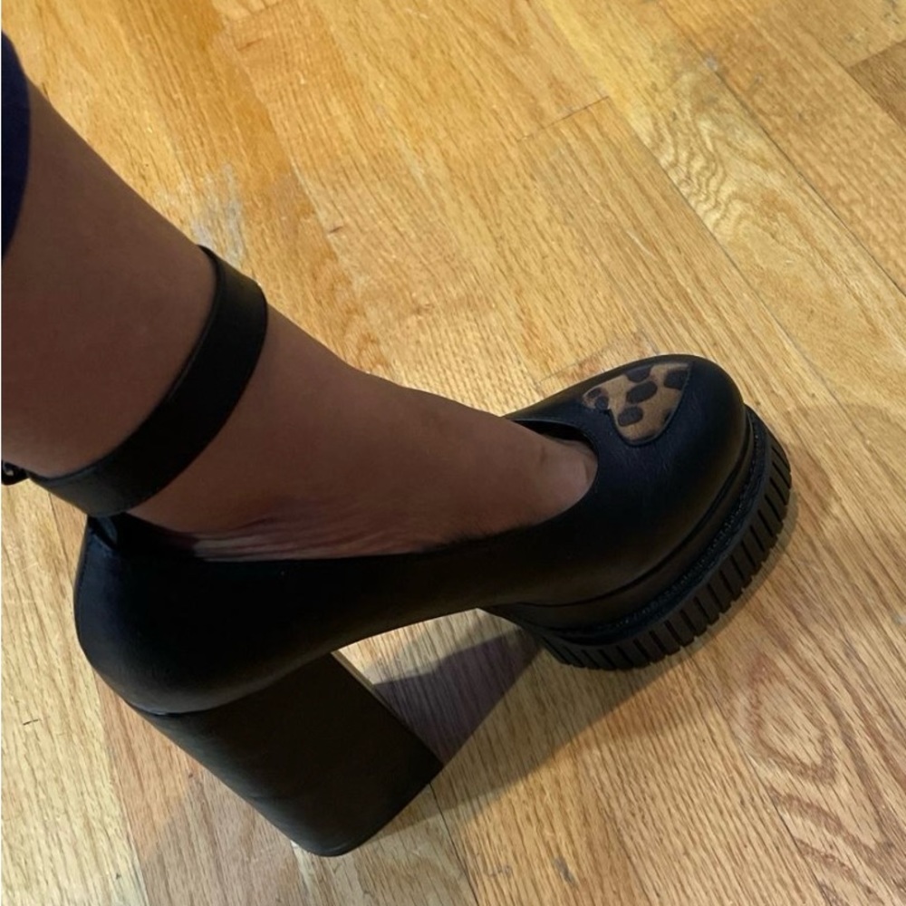 Lamoda leopard heart own the night platform Mary Jane chunky heels shoes